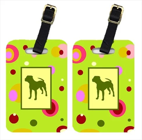 Suitcase with waterproof fabric-Carolines Treasures Ck1153Bt Pair Of 2 Pit Bull Luggage Tags