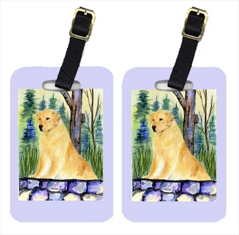 Suitcase with lightweight wheels-Carolines Treasures Ss8111Bt Golden Retriever Luggage Tags, Pack - 2