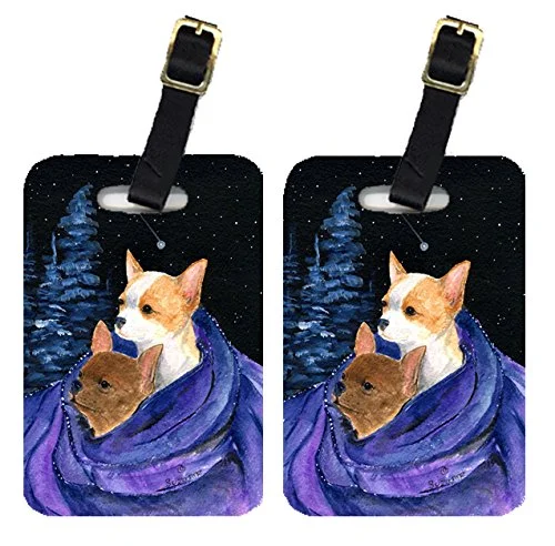 Suitcase with sleek handles-Carolines Treasures Ss8513Bt Starry Night Chihuahua Luggage Tag - Pair 2, 4 X 2.75 In.