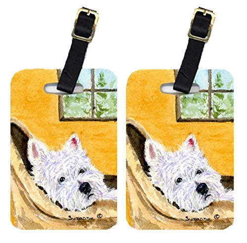 Suitcase with padded interior-Carolines Treasures Ss8785Bt Westie Luggage Tag - Pair 2, 4 X 2.75 In.