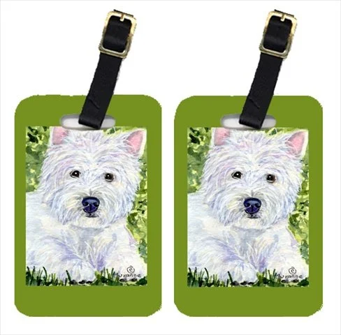 Suitcase with large zippers-Carolines Treasures Ss8835Bt Westie Luggage Tag - Pair 2, 4 X 2.75 In.