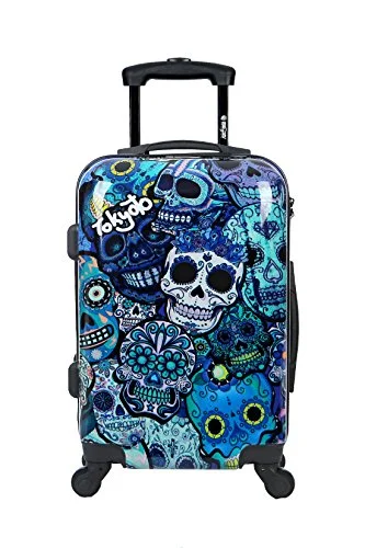 Suitcase with large zippers-Carry-On Cabin Luggage 55X35X20 Suitcase 20 Inch Approved Lightweight 4 Wheel Hard Case Kids