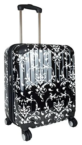 Suitcase with hard shell-Carryon Travel Bag Rolling 4 Wheel Spinner Lightweight Luggage Case Damask