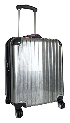 Suitcase for weekend trips-Carryon Travel Bag Rolling 4 Wheel Spinner Lightweight Luggage Case Silver