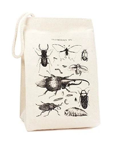 Suitcase for eco-friendly travel-Cognitive Surplus Deluxe Eco-Friendly Recycled Cotton Vintage Insects Lunch/Cosmetics Small Bag