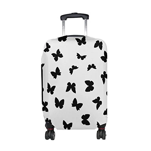 Suitcase for luxury travel-Cooper Girl Black Butterflies Travel Luggage Cover Suitcase Protector Fits 31-32 Inch