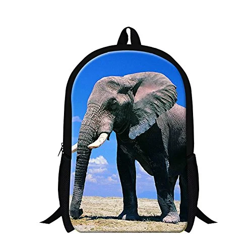 Suitcase with large pockets-Crazytravel Elephant Print Kids School Back Pack Book Bags 16 Inch