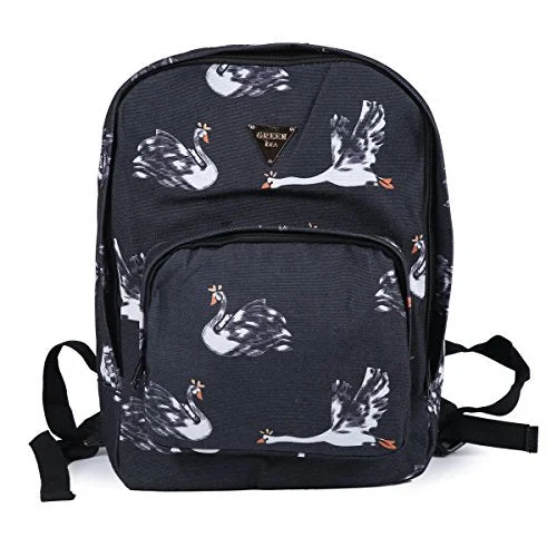 Suitcase for outdoor gear-Damara Girls Swans Print Student School Bag,Black