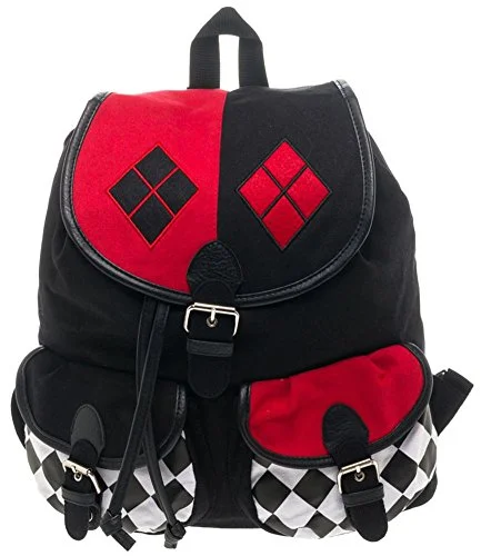 Suitcase with trendy logos-Dc Comics Harley Quinn Knapsack Mochila 14X 17En