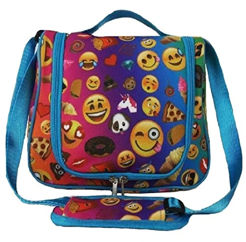 Suitcase with sleek handles-Emojicon Tioletry Cosmetic Bag