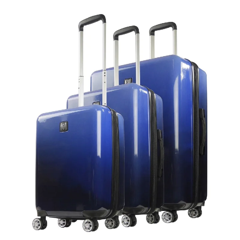 Suitcase with trendy logos-Ful Impulse Ombre Hardside Spinner Luggage 3pc set, Blue