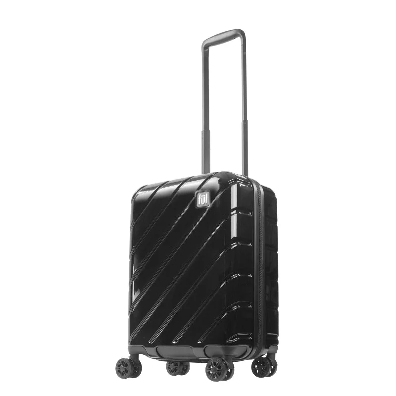 Suitcase with sleek logos-Ful Velocity 22" Expandable Hardside Spinner Luggage, Black