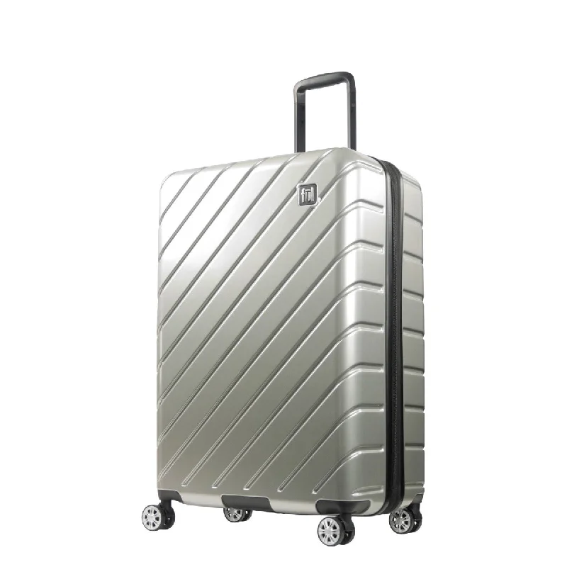 Suitcase with trendy prints-Ful Velocity 31" Expandable Hardside Spinner luggage, Silver