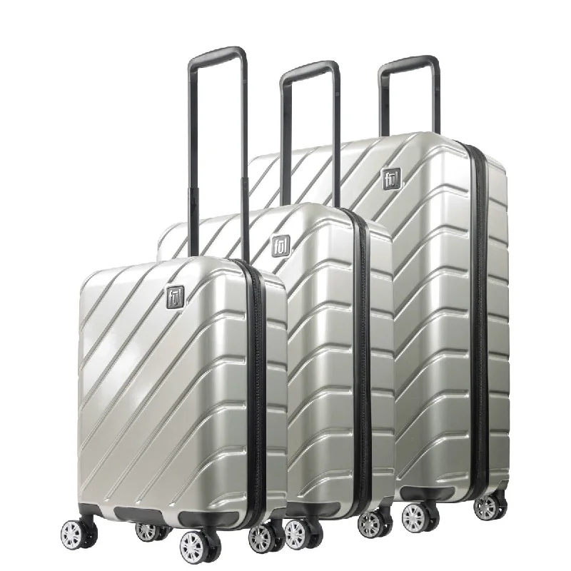 Suitcase for adventure trips-Ful Velocity Expandable Hardside Spinner 3 pcs set, Silver