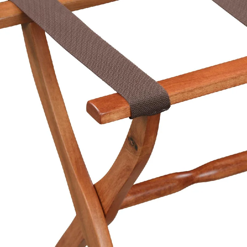 Suitcase with padded straps-Gatehouse Furniture Luggage Rack - Contour Wood Leg with 3 Nylon Straps