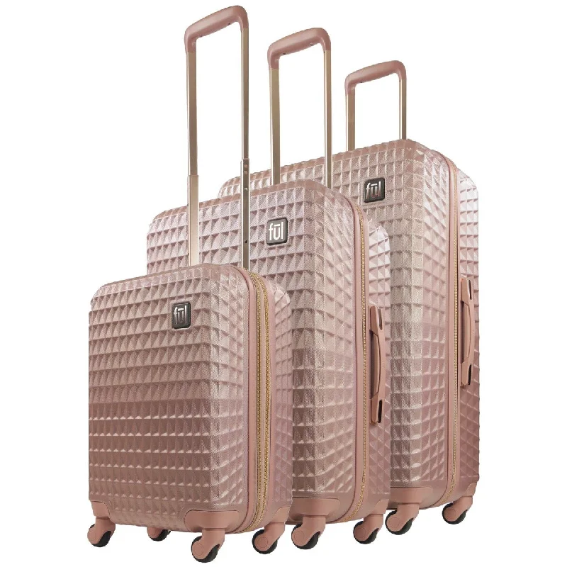 Suitcase with side handles-Geo Hardsided Spinner 3-piece Luggage Set Rose Gold