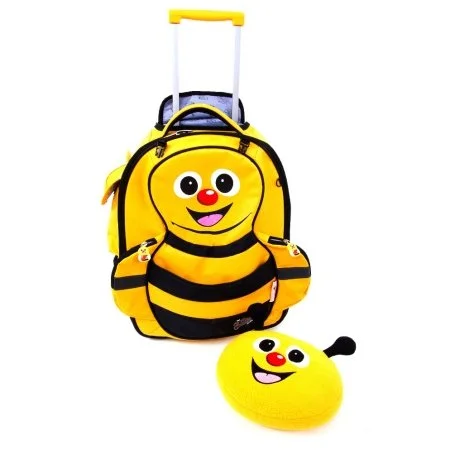 Suitcase for long-term trips-<Graceorchid>Cuties And Pals Carry-On Trolley Luggage + Pillow - Yellow Bee