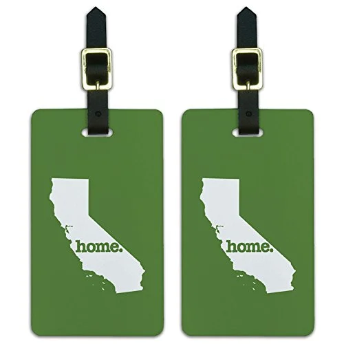 Suitcase with foldable shell-Graphics & More California Ca Home State Luggage Suitcase Id Tags-Solid Green, White