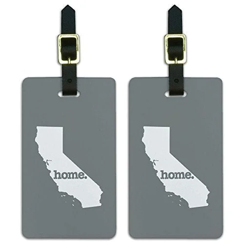 Suitcase with large openings-Graphics & More California Ca Home State Luggage Suitcase Id Tags-Solid Grey Gray, White