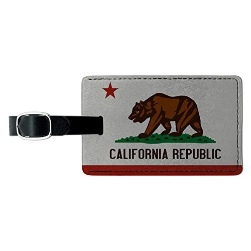 Suitcase with sleek straps-Graphics & More California Republic Flag Leather Luggage Id Tag Suitcase Carry-On, Black