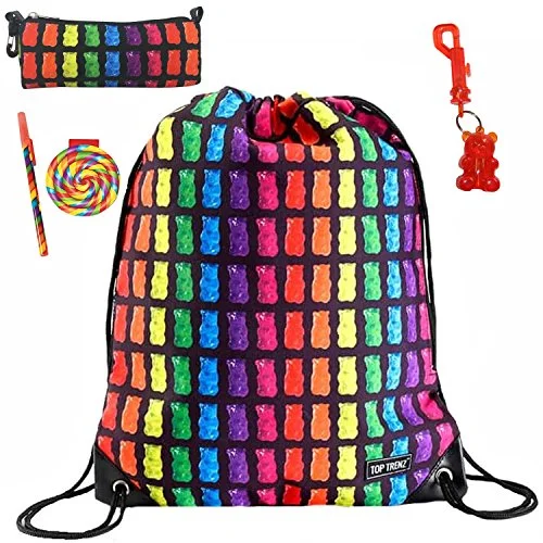 Suitcase with bright designs-Gummy Bears Sling Bag, Pencil Holder, Keychain Notepad & Pen Multi-Pack Gift Set