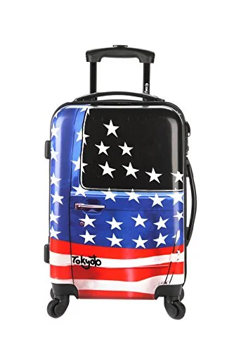 Suitcase with lightweight frame-Hand Cabin Carry-On Luggage 20"/55Cm By Tokyoto Luggage Model Amercian Door (Charger Powerbank