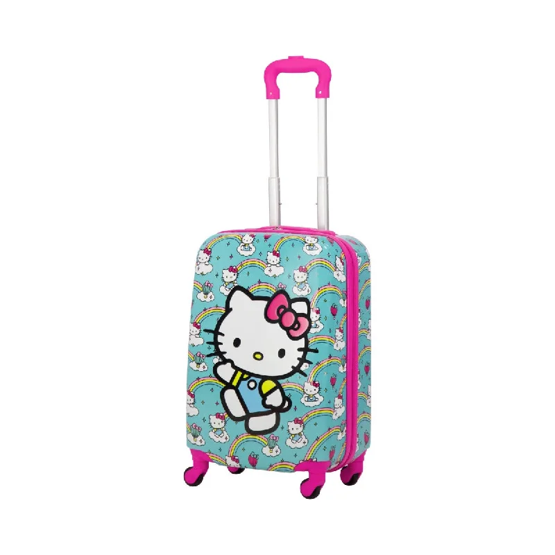 Suitcase with sturdy frame-Hello Kitty Rainbows Kids 21" Sky Blue Carry-on Luggage