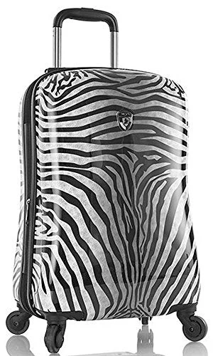 Suitcase with hidden pockets-Heys America Unisex Zebra Equus 21" Spinner Black/White Luggage