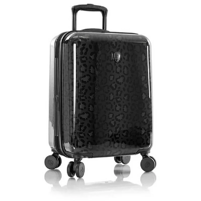 Suitcase with sturdy wheels-Heys Black Leopard 21" Carry-On Hardside Spinner Suitcase