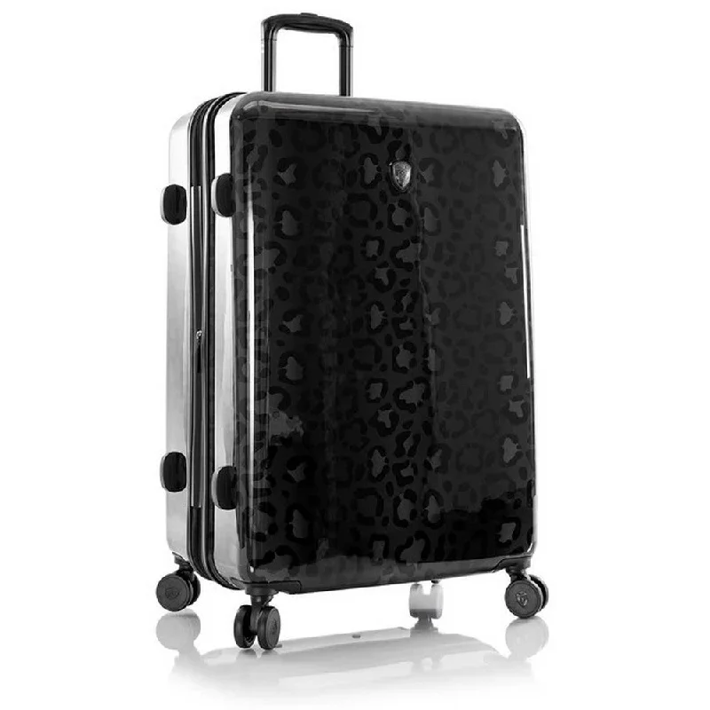 Suitcase with stylish straps-Heys Black Leopard 30" Hardside Spinner Suitcase