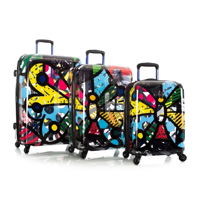 Suitcase for travel gear-Heys Britto Butterfly Transparent 3pc Spinner Luggage Set