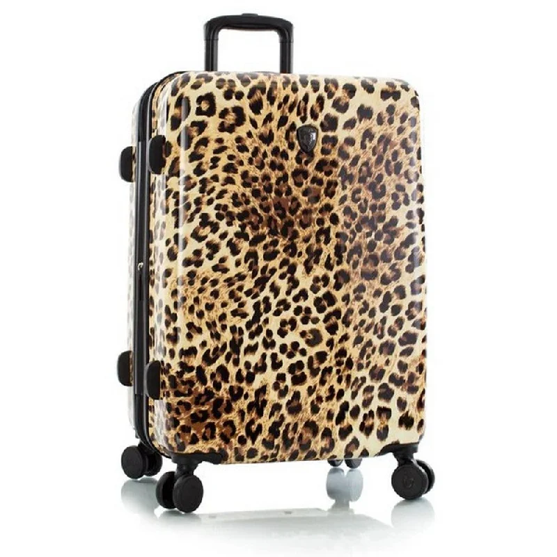 Suitcase with multiple pockets-Heys Brown Leopard 26" Hardside Spinner Suitcase