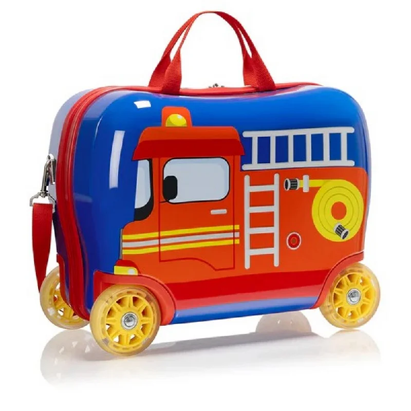 Suitcase with sturdy stitching-Heys Kids Fire Truck 16" Carry-On Underseat Ride-On Suitcase