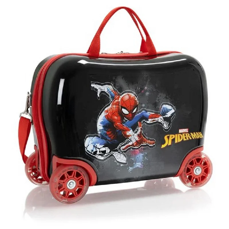 Suitcase with sleek straps-Heys Kids Marvel Spiderman Ride-on 16" Carry-On Underseat Suitcase