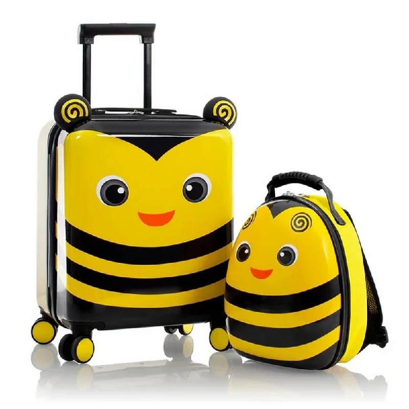 Suitcase for international trips-Heys Super Tots Bumble Bee 18" Hardside Carry-On Spinner Suitcase With Backpack