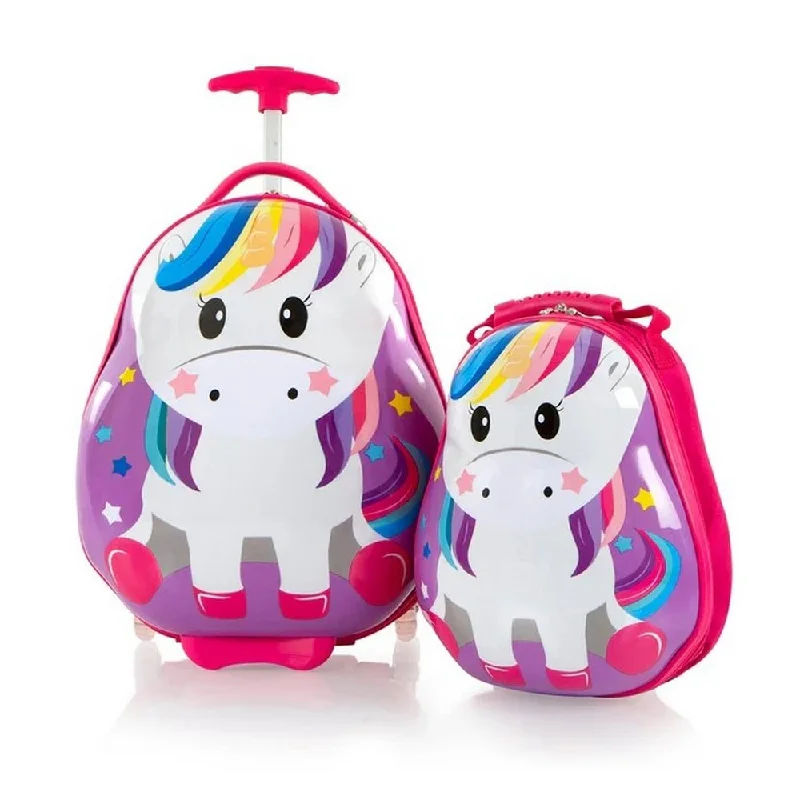 Suitcase with stylish handles-Heys Travel Tots Unicorn 18" Hardside Carry-On Suitcase with Backpack