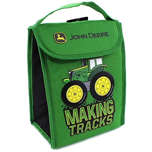 Suitcase with waterproof design-John Deere Boys' Making Tracks Foldable Lunch Bag, Green