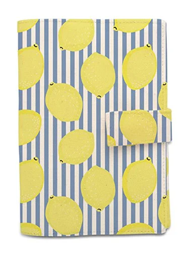 Suitcase for stylish commuters-Lemon With Striped Pattern Printed Canvas Passport Holder Cover Case Was_11