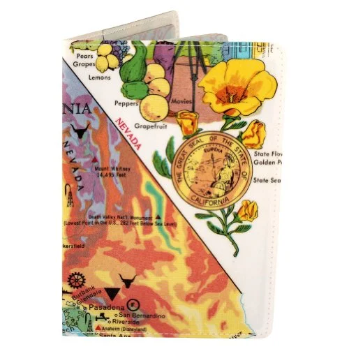 Suitcase with hidden pockets-Map Of California Bountiful Treasures Travel Passport Holder [Apparel]