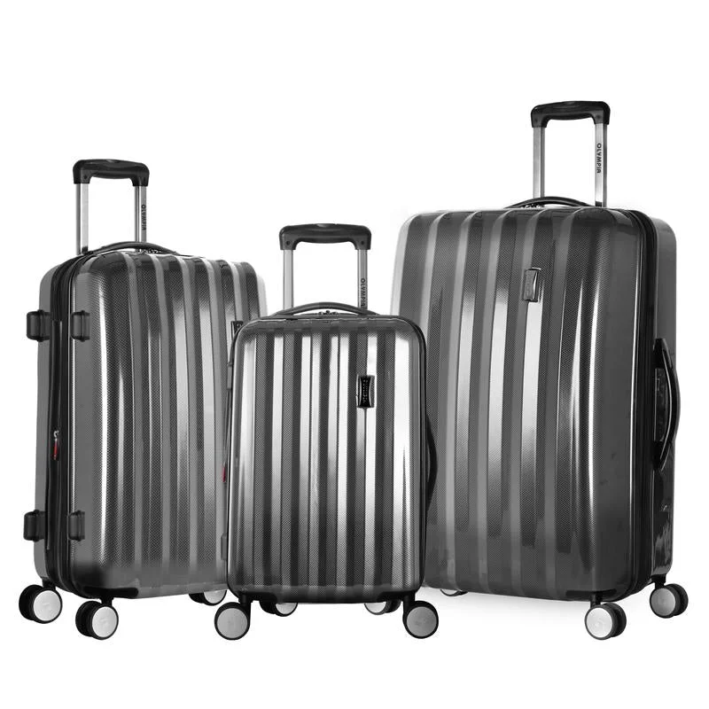 Suitcase with multiple pockets-Olympia Titan 3pc Exp Hardcase Spinner Luggage Set