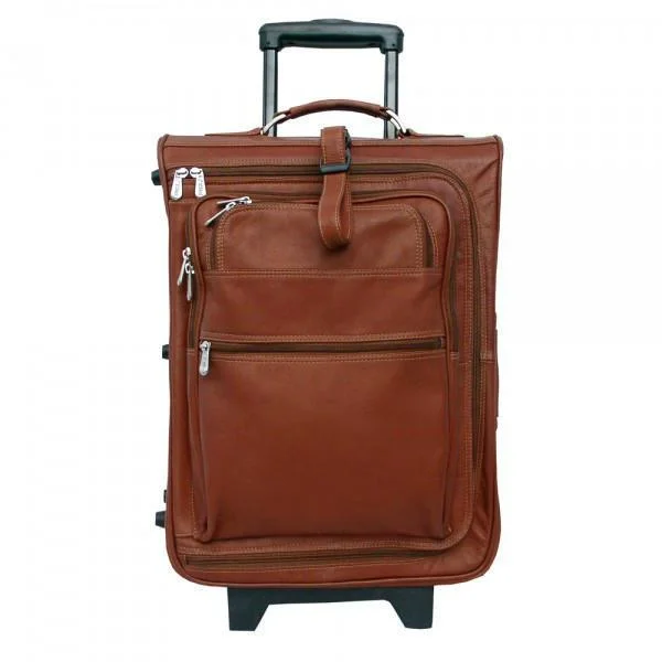 Suitcase for extended trips-Piel Leather 19" Multi-Pocket Wheeler