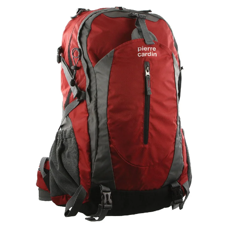 Backpack with breathable padding-Pierre Cardin Adventure Nylon Laptop Backpack PC2130 - Red