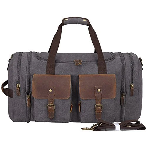 Duffle Bags for coaching-S-Zone Leather Overnight Duffle Bag Canvas Travel Tote Duffel Weekend Bag Luggage