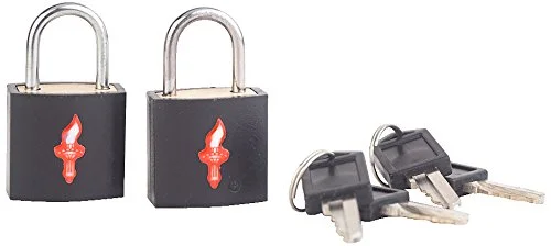 Suitcase with large openings-Safe Skies Tsa-Recognized Padlocks Double Set, Neon Black, One Size