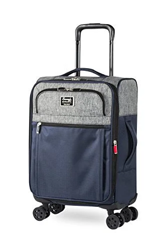 Suitcase with trendy logos-Sammy'S Soft Goods Co. Duluth Expandable 20" Suitcase, Navy/Grey