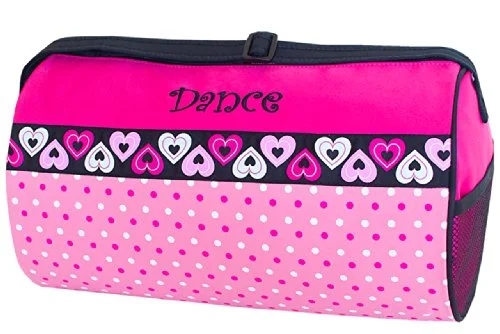 Suitcase with padded lining-Sassi Designs Dance Duffle With Dots And Hearts