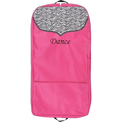 Suitcase with durable handles-Sassi Designs Girls Pink Zebra Polka Dot Grosgrain Trim Dance Garment Bag