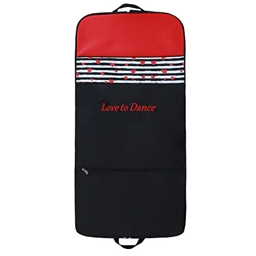 Suitcase for cruise travel-Sassi Designs Girls Red "Love To Dance" Embroidered Fully Lined Garment Bag