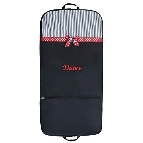 Suitcase for road journeys-Sassi Designs Red "Dance" Dotted Grosgrain Ribbon Trim Mindy Garment Bag