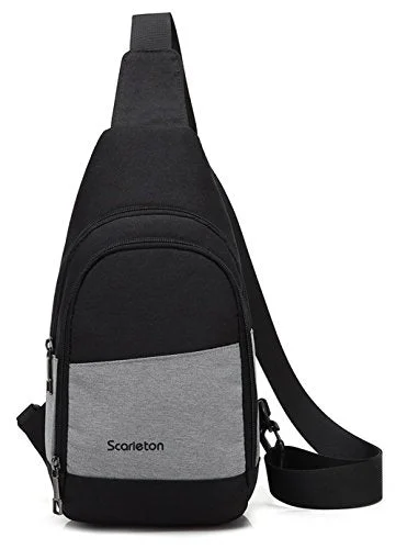 Suitcase for long-distance travel-Scarleton Classic Sling Bag H20540103 - Black/Grey